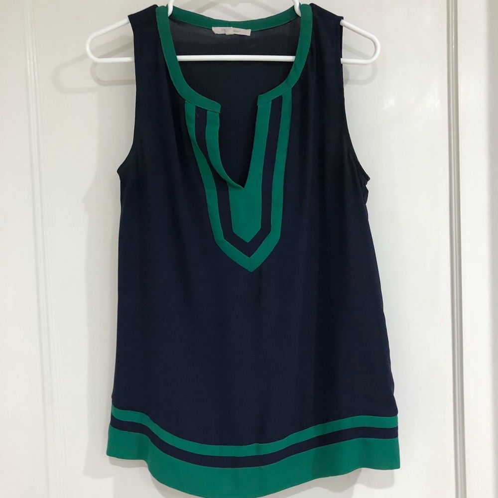 41 Hawthorn Navy & Green Top